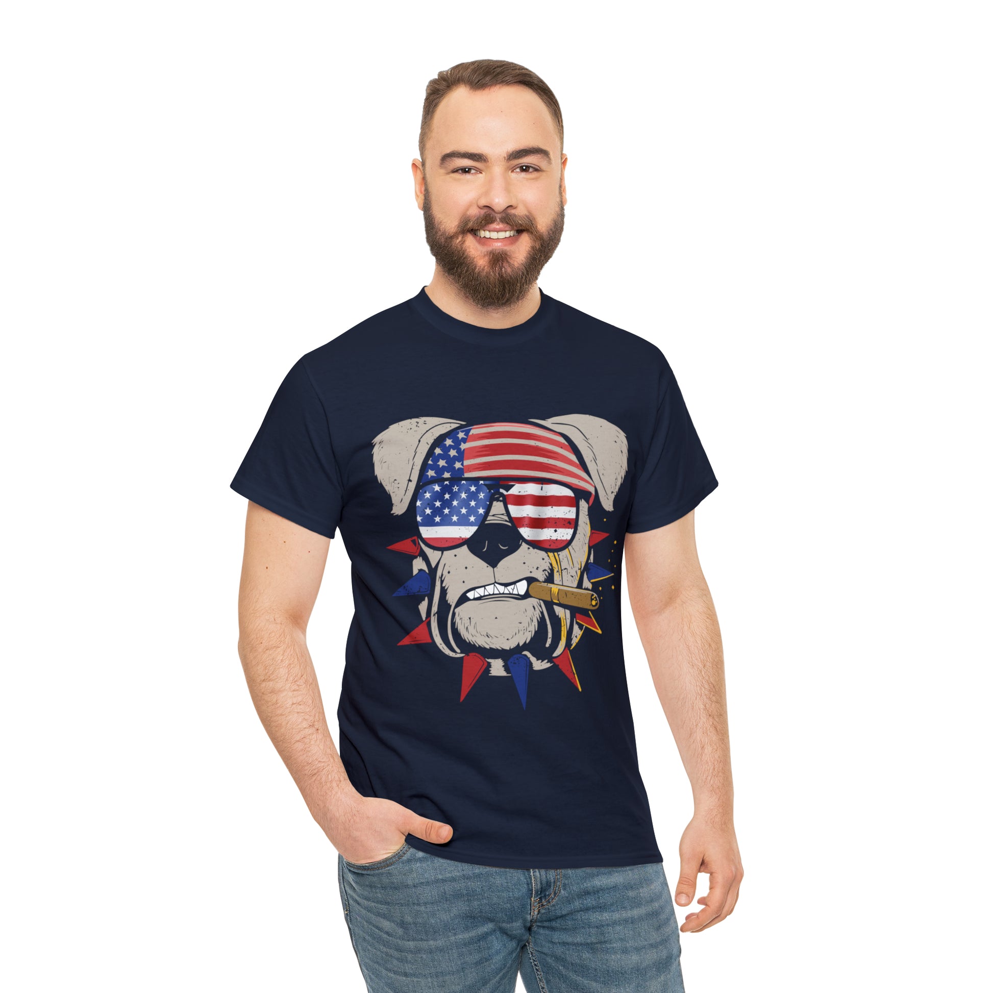 "Patriotic Pup With Cigar" T-Shirt - Weave Got Gifts - Unique Gifts You Won’t Find Anywhere Else!