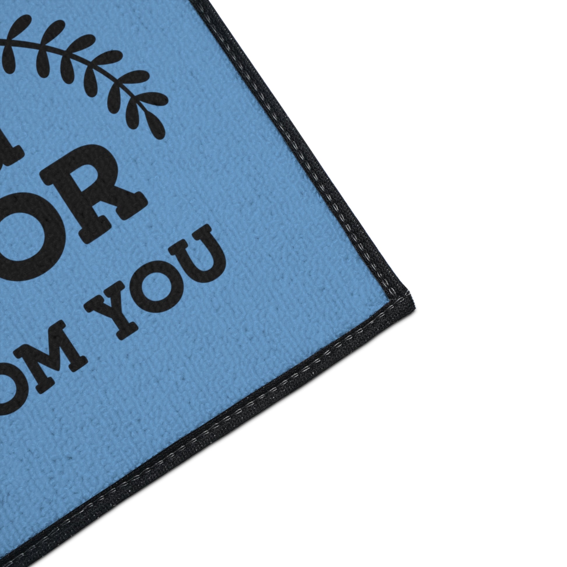 Humorous food delivery welcome mat
