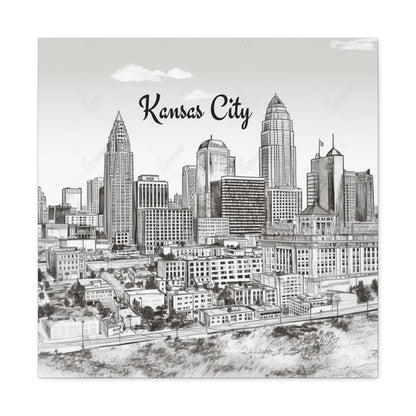 Indoor Kansas City skyline canvas wall art with high image clarity and detail.