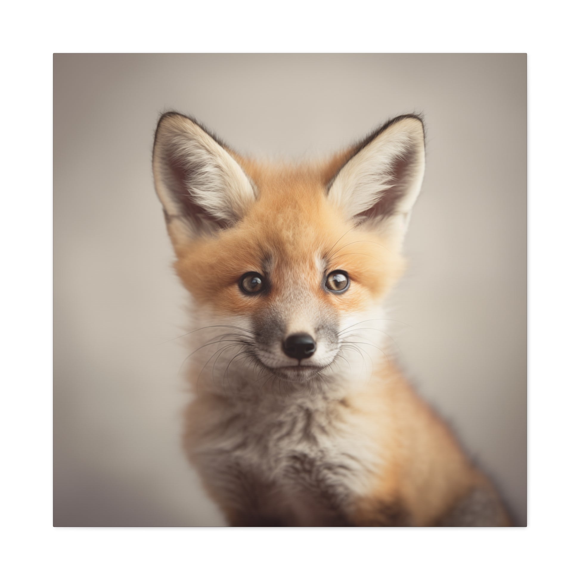 Detailed Baby Fox Artwork on Canvas
