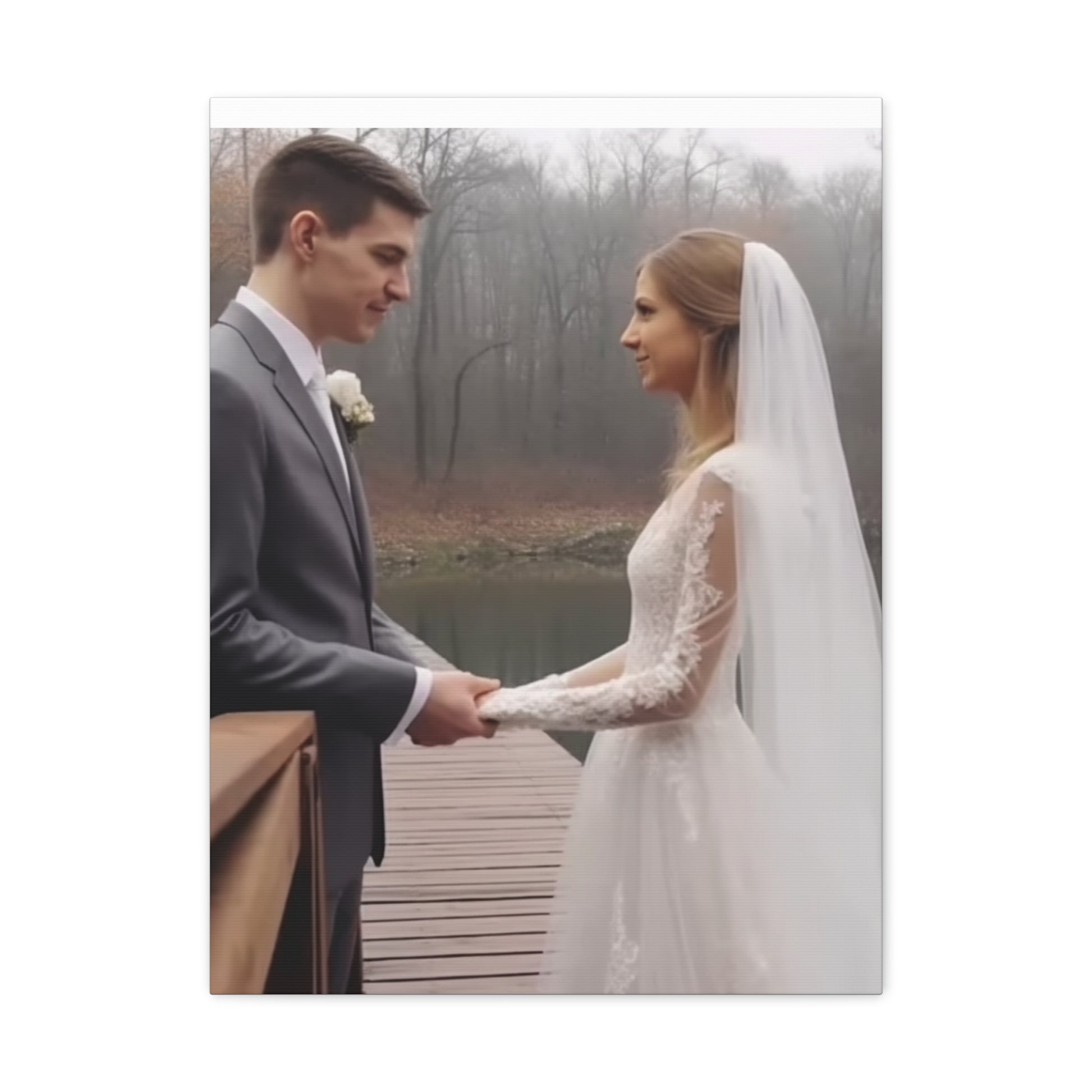 Wedding day photo canvas print for home decor
