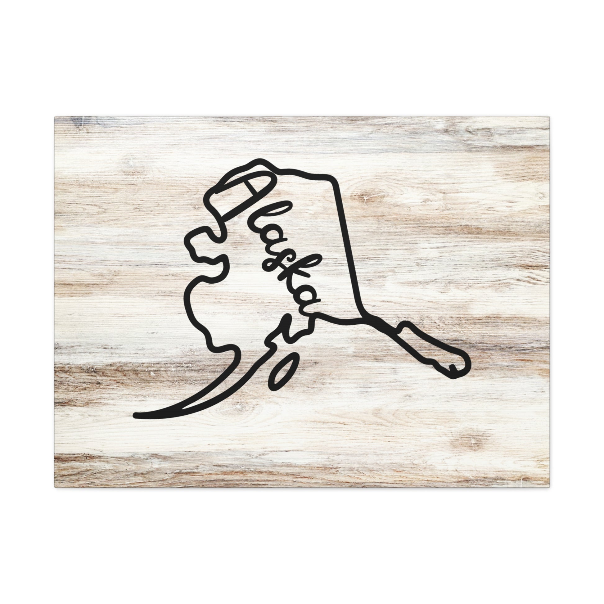 Canvas art of Alaska state outline on rustic background
