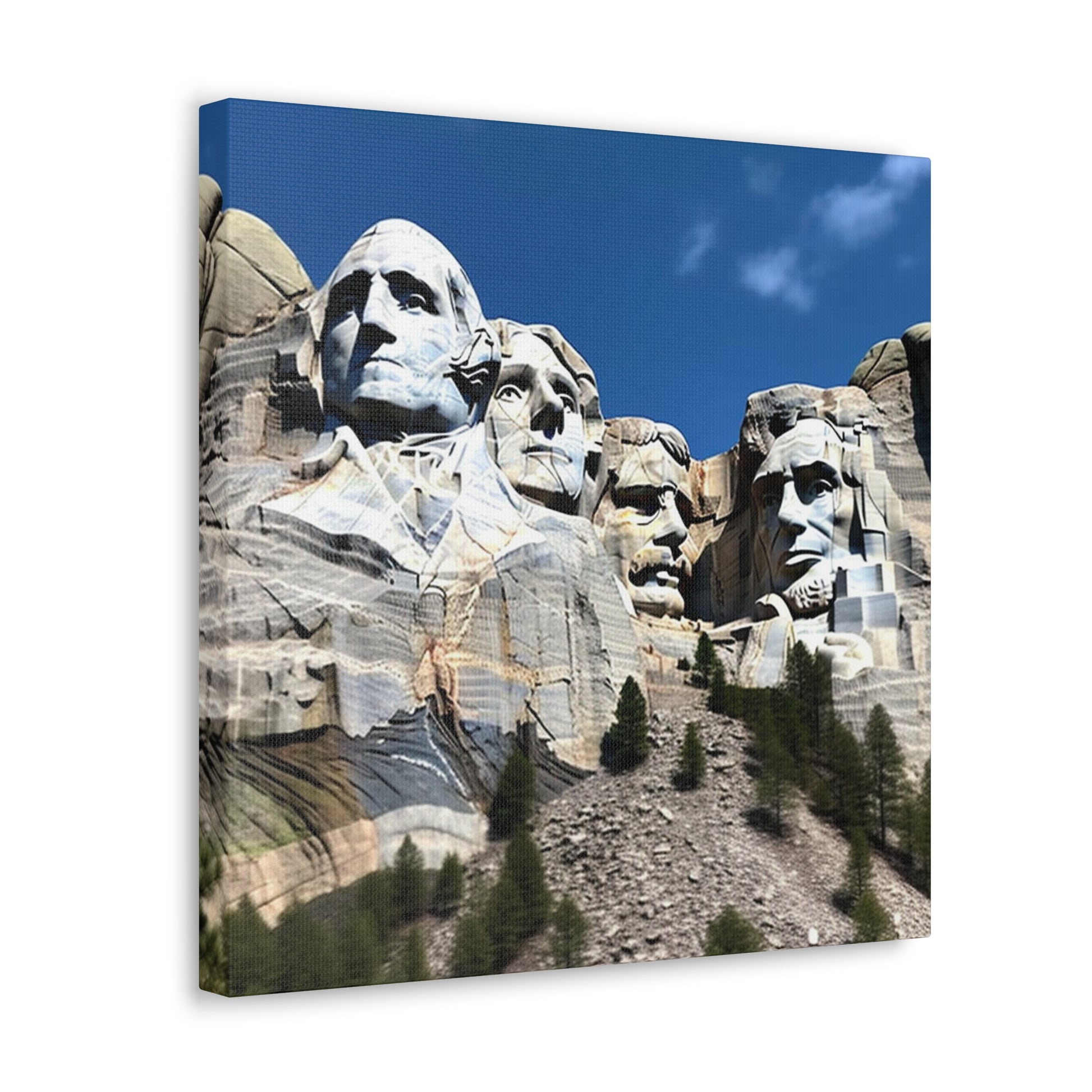 Mount Rushmore art piece with detailed and vivid photography
