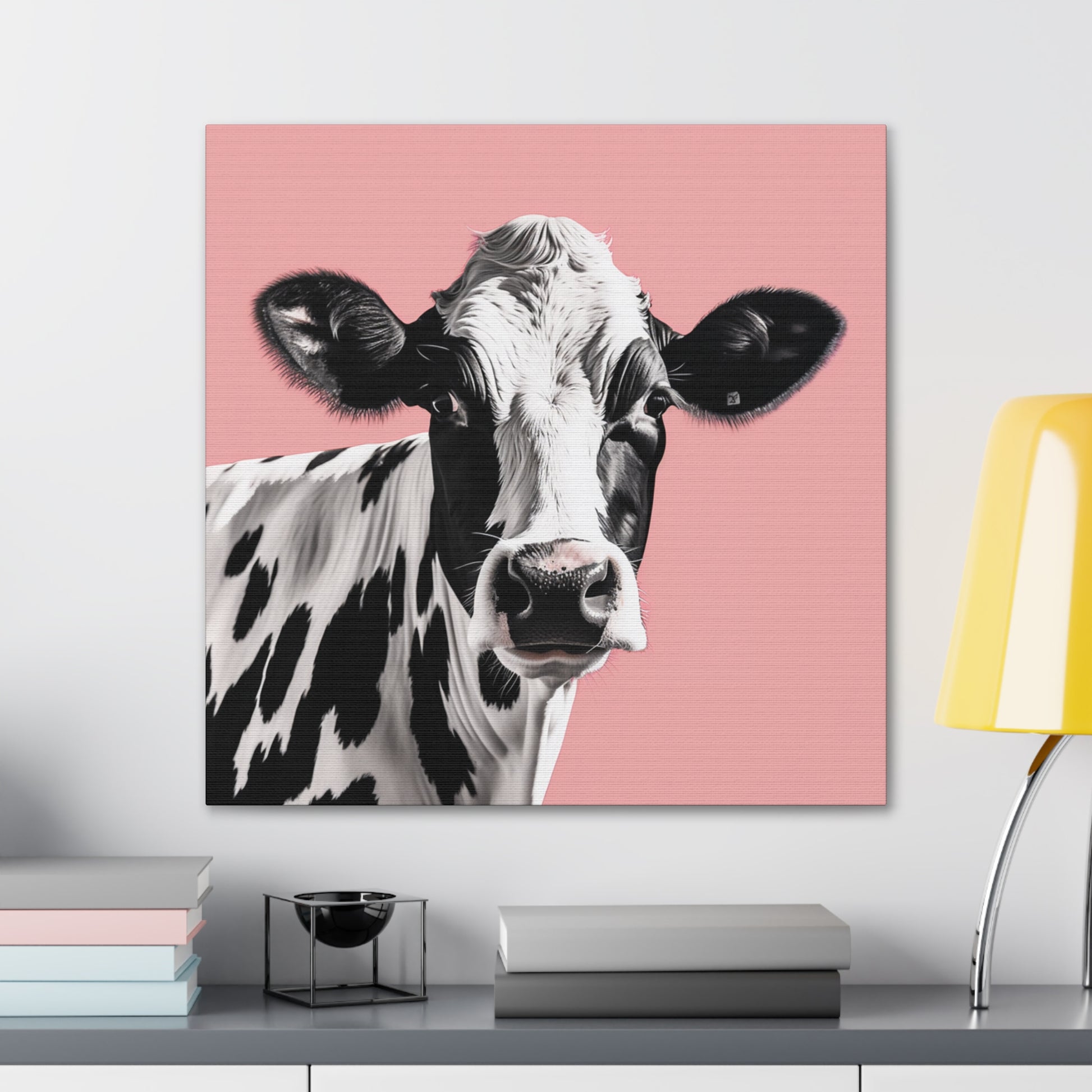 Black and white cow canvas wall art
