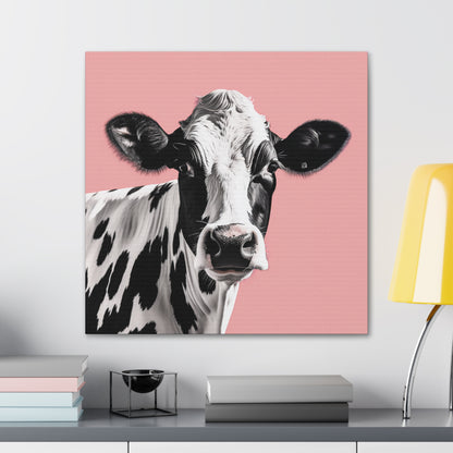 Black and white cow canvas wall art
