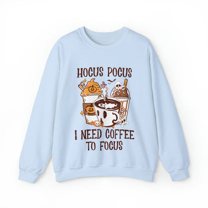 Cozy fall sweatshirt with coffee and Hocus Pocus quote
