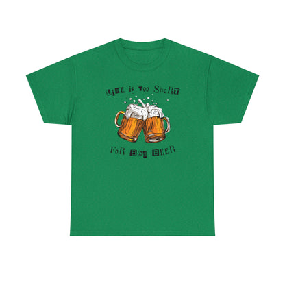 T-shirt with beer mugs and funny beer quote
