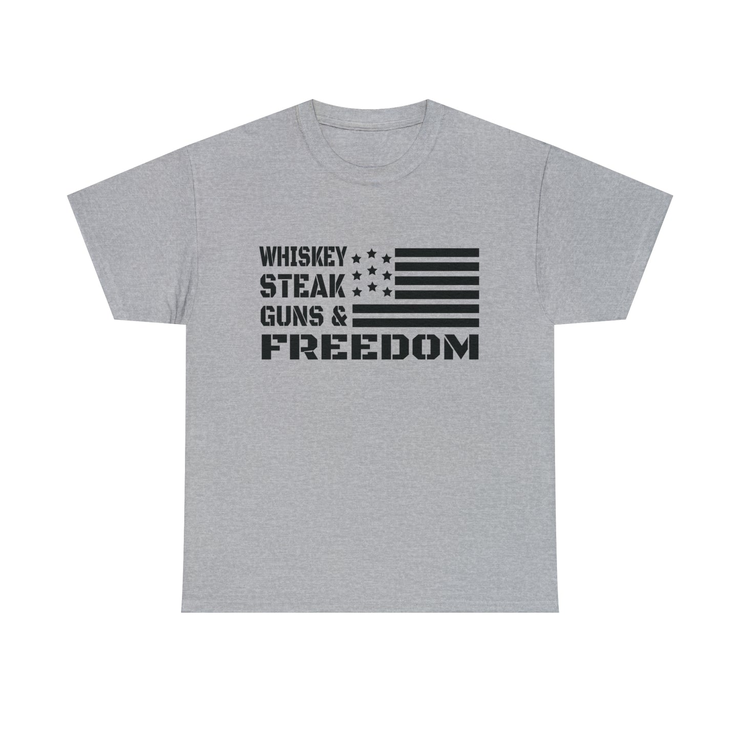 Patriotic t-shirt with rustic American flag and cowboy values
