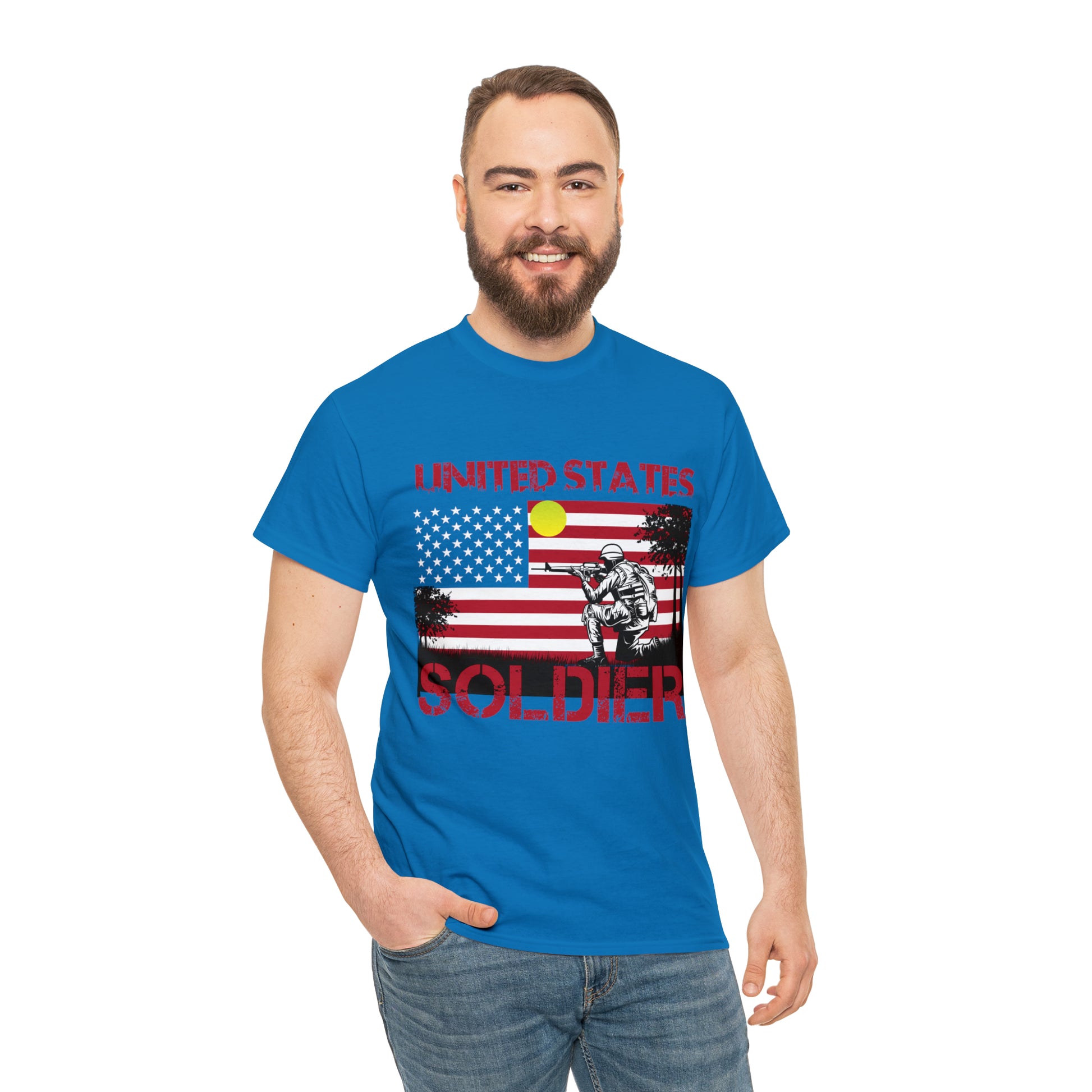 United States Soldier t-shirt with patriotic illustration.
