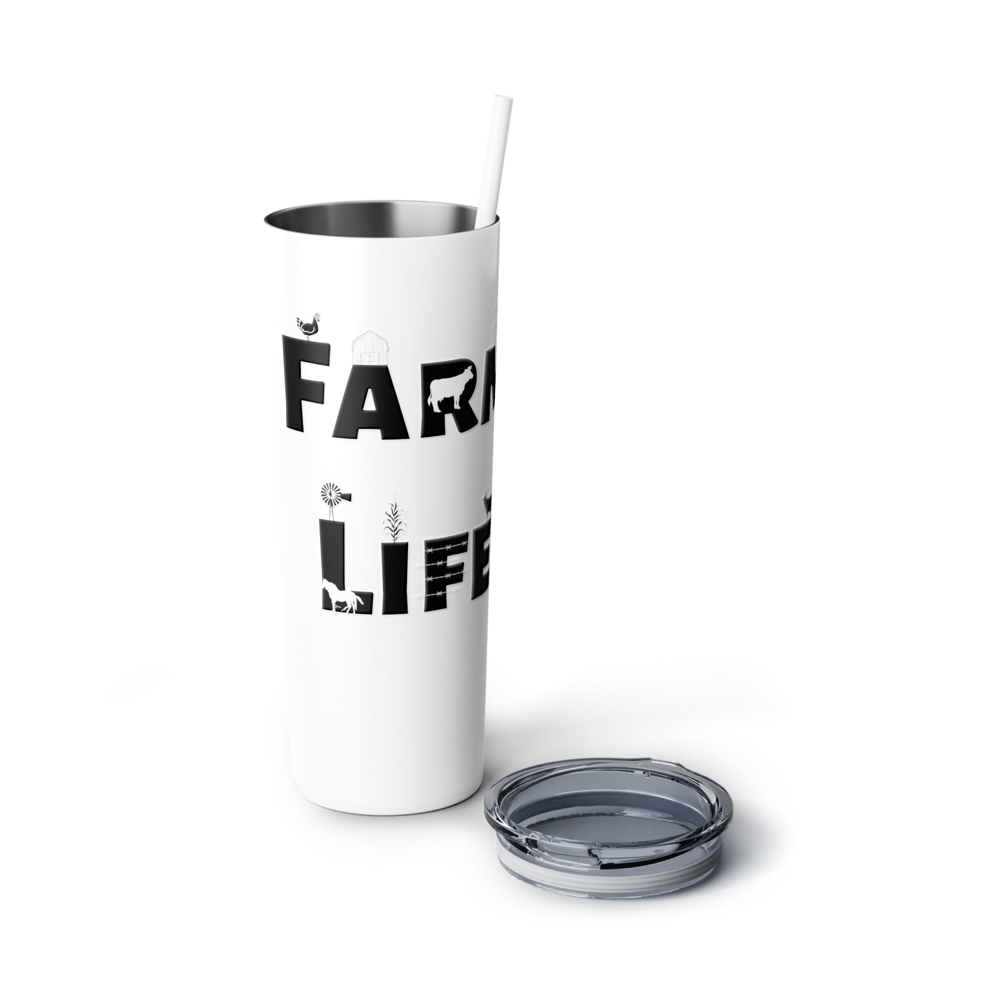 Farm Life travel tumbler with straw

