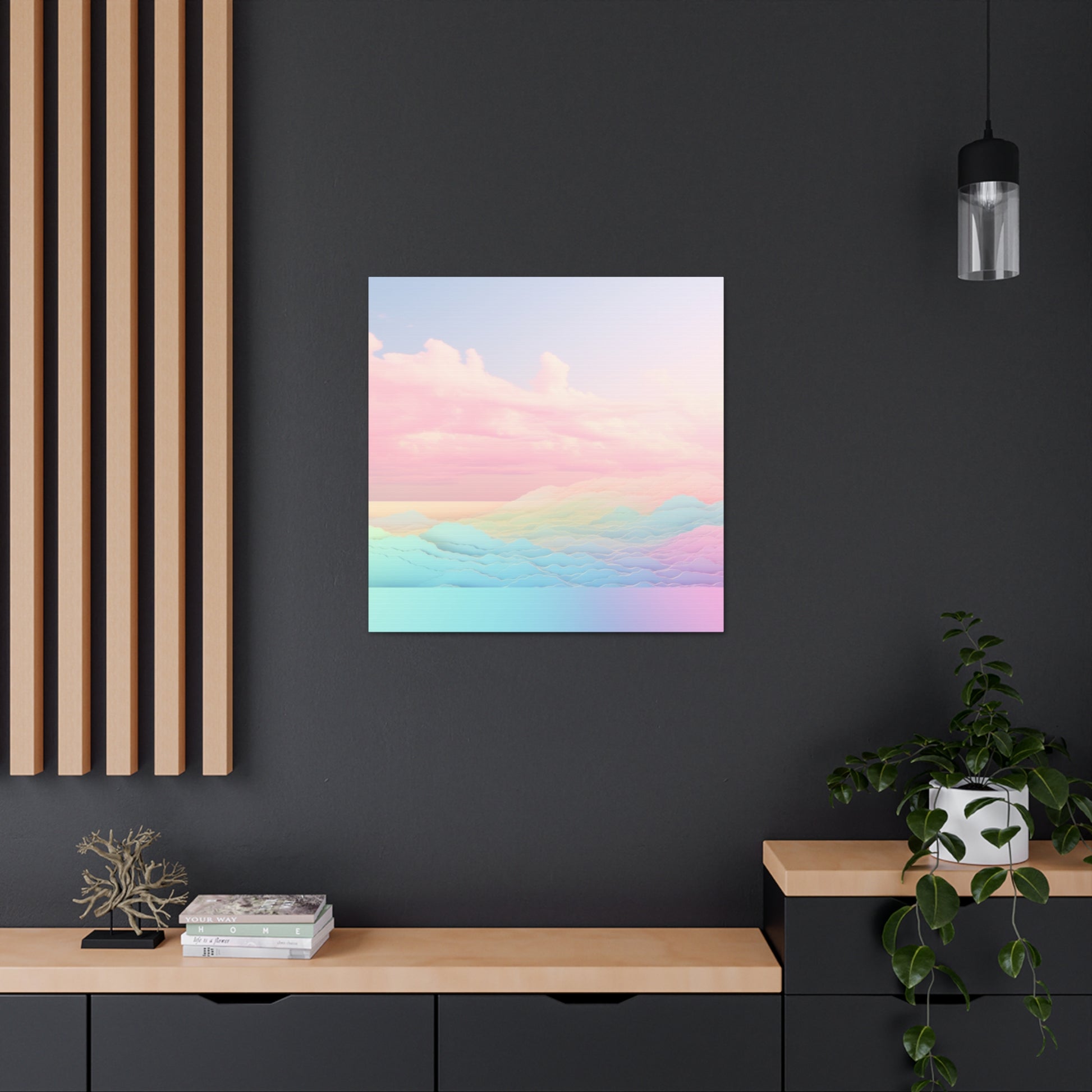 Abstract rainbow cloud wall art
