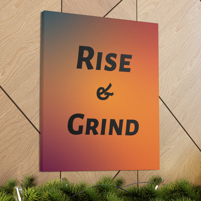 Office wall art with rise and grind motivational message