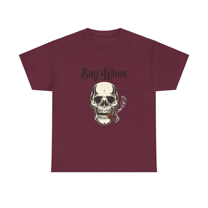 Skull smoking cigar t-shirt for punk rock fans
