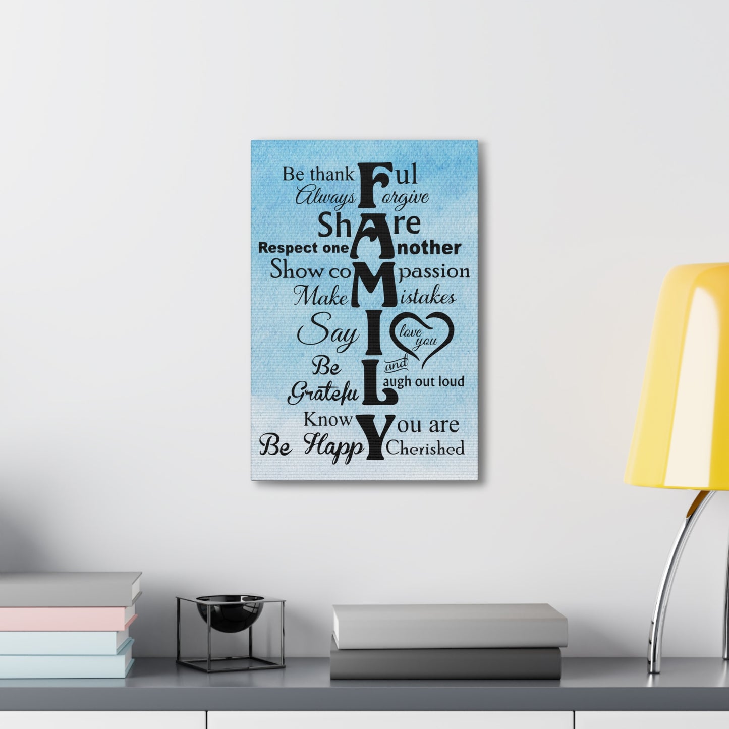 High-quality family canvas print with inspirational words
