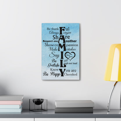 High-quality family canvas print with inspirational words

