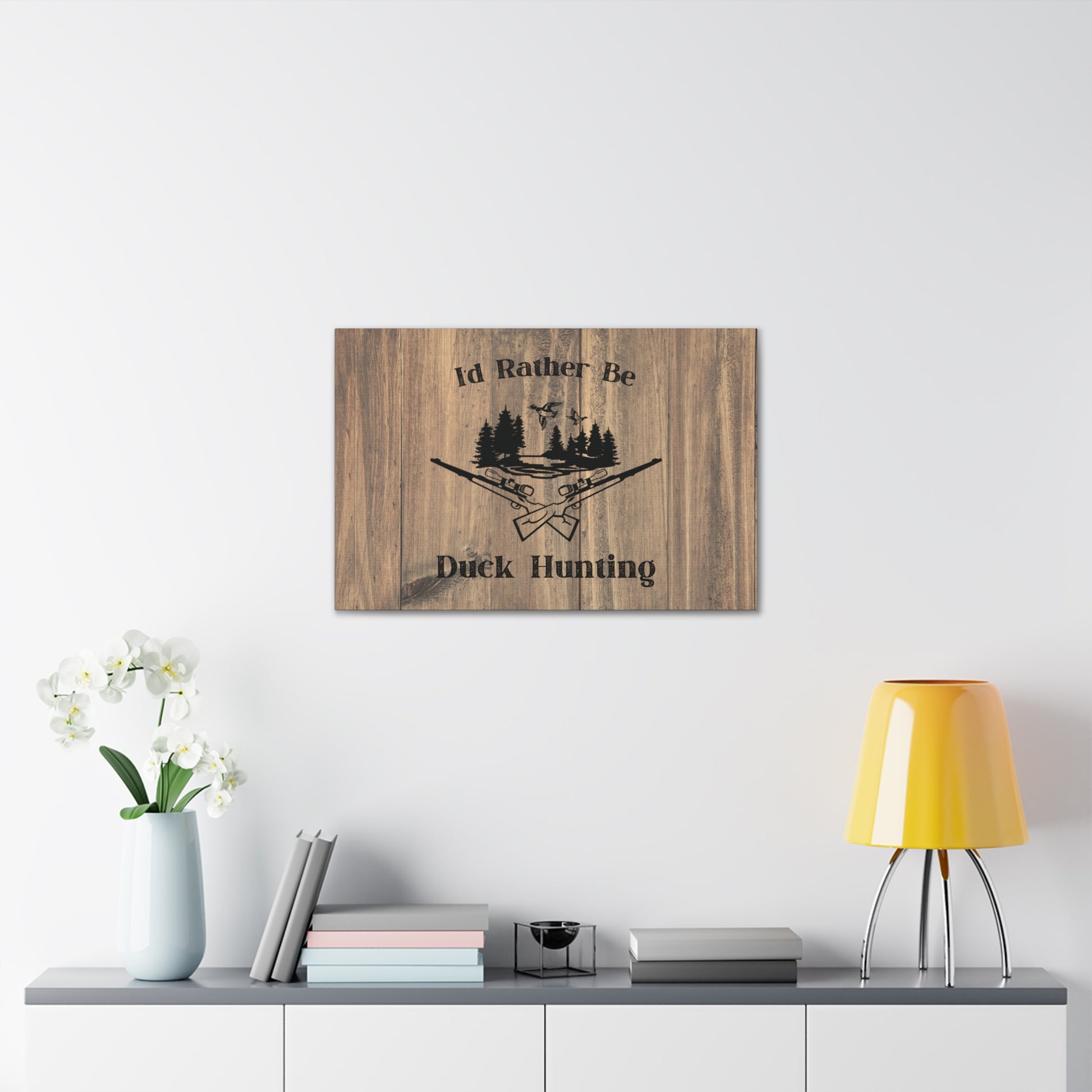 Wildlife-inspired duck hunting wall art with bold quote
