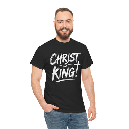 Dark-colored Christian shirt with bold white message
