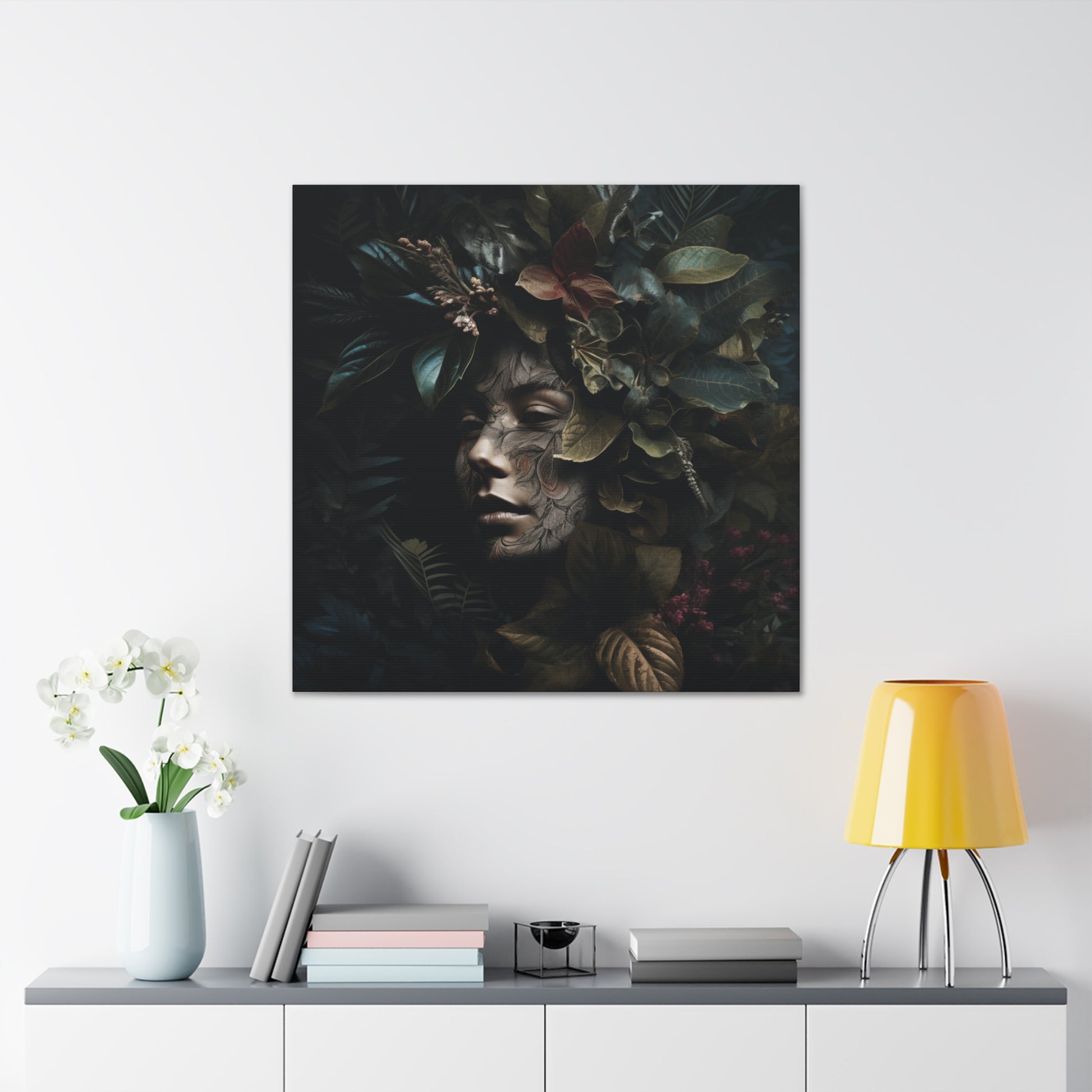 Feminine nature-inspired wall art with a surreal vibe
