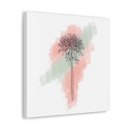 Watercolor flower art with black and white minimalist design

