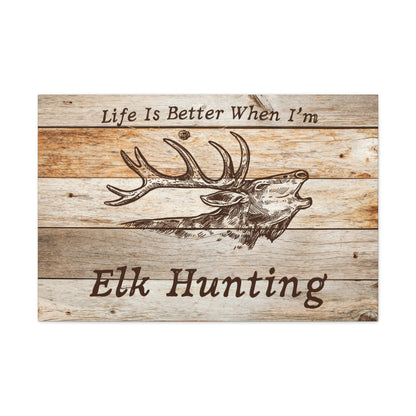 Elk hunting wall art displayed with antlers and nature-inspired decor
