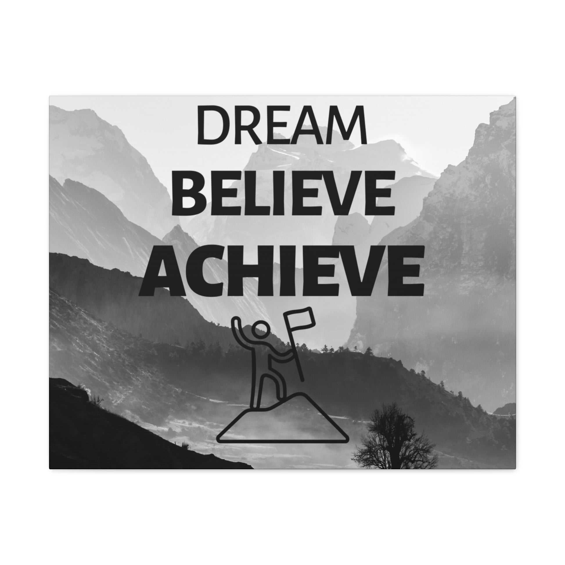 Inspirational "Dream Believe Achieve" canvas wall art for home decor.