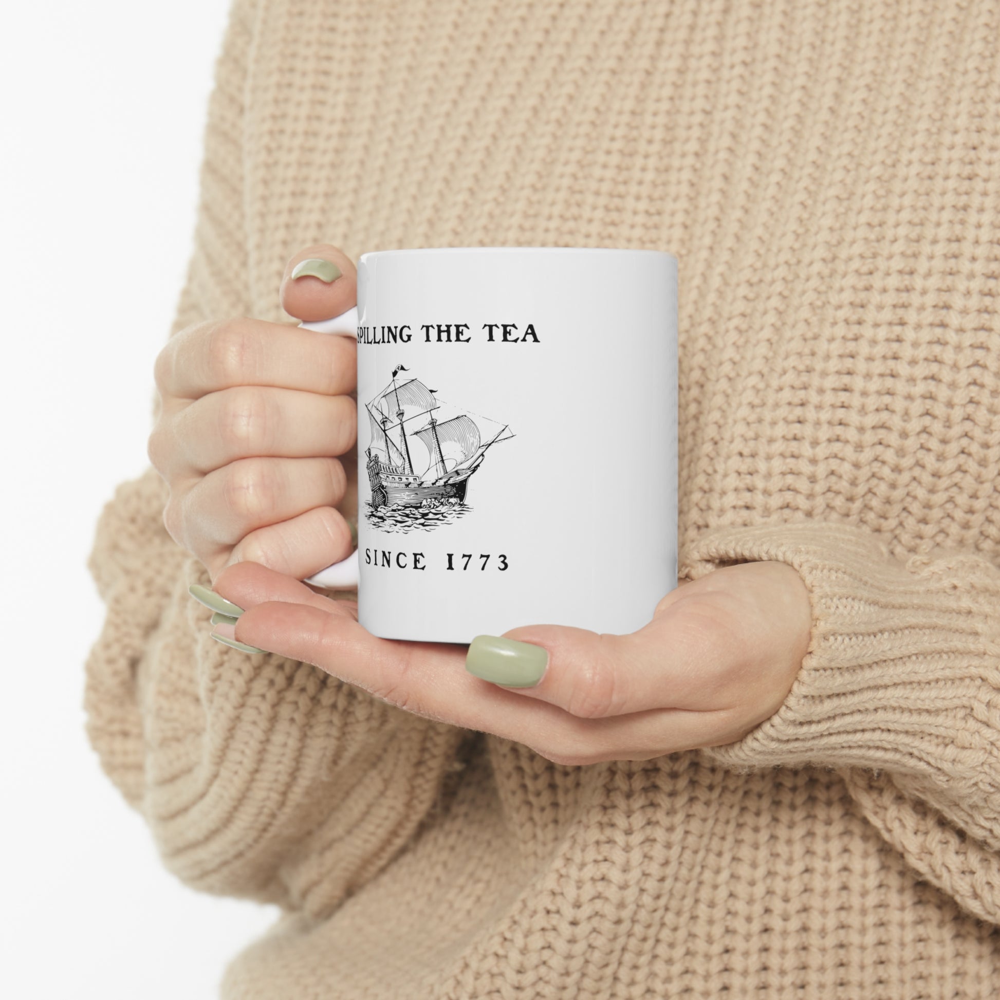 Enjoy a revolutionary brew with a Boston Tea Party joke mug