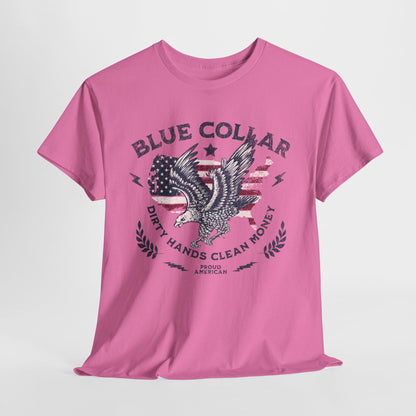 Pink t-shirt with graphic design and text on a white background