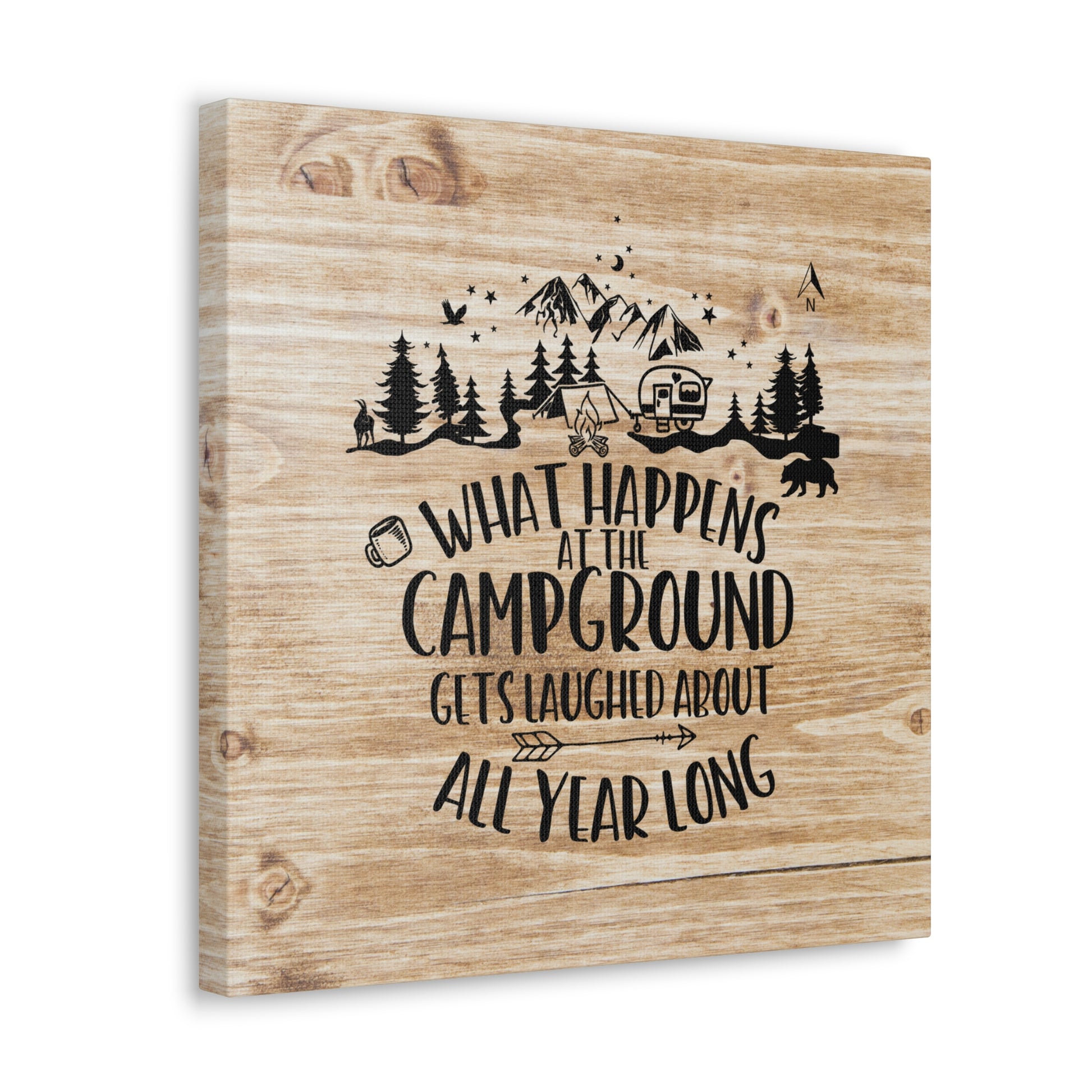 Mountain scene camping art for cabins, campers, and outdoorsy homes.
