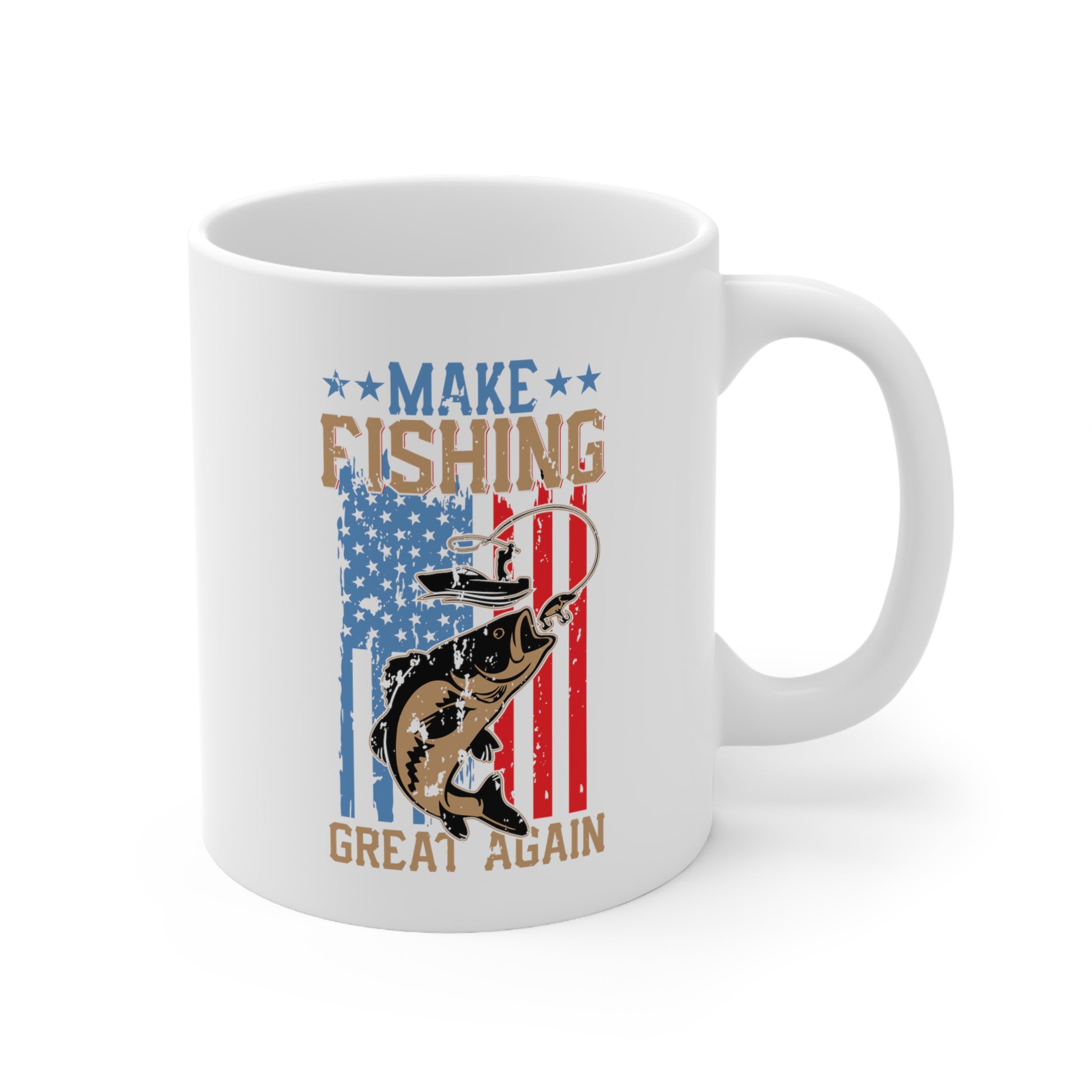 patriotic fishing gift mug