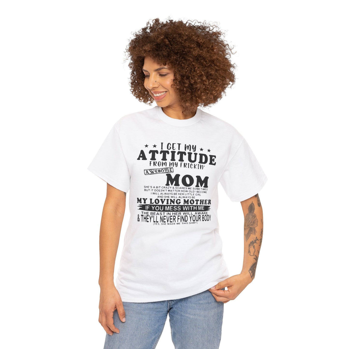 "My Frickin Awesome Mom" heavy cotton unisex t-shirt with a bold humor-filled message.