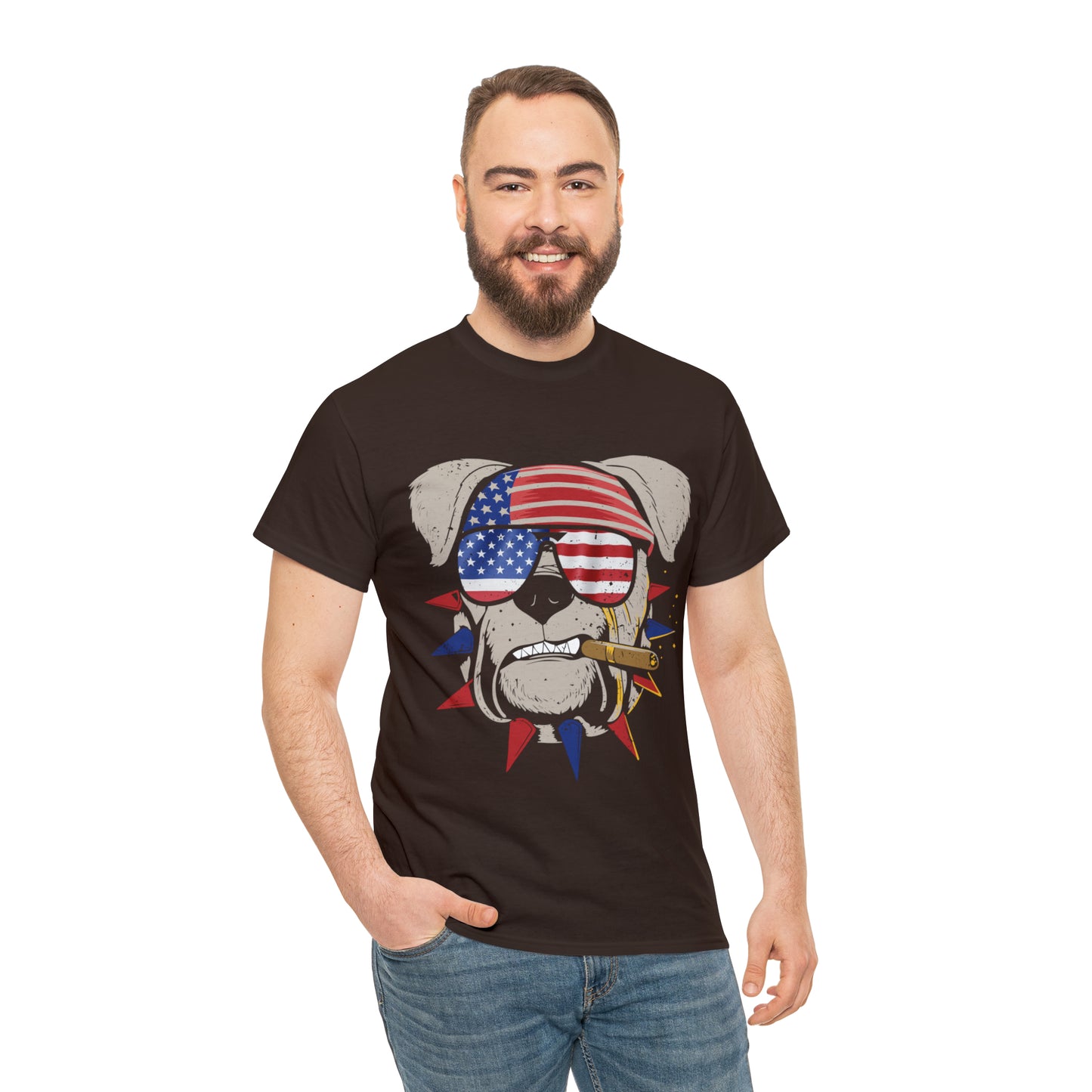 "Patriotic Pup With Cigar" T-Shirt - Weave Got Gifts - Unique Gifts You Won’t Find Anywhere Else!