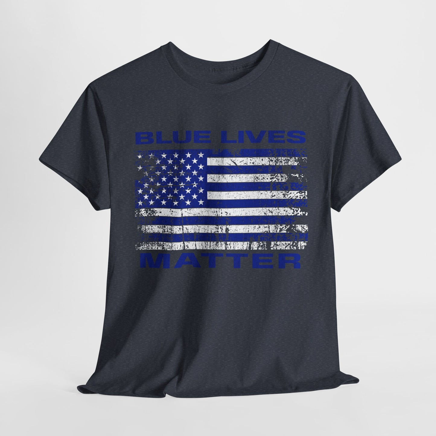 Lightweight Blue Lives Matter apparel with distressed flag design
