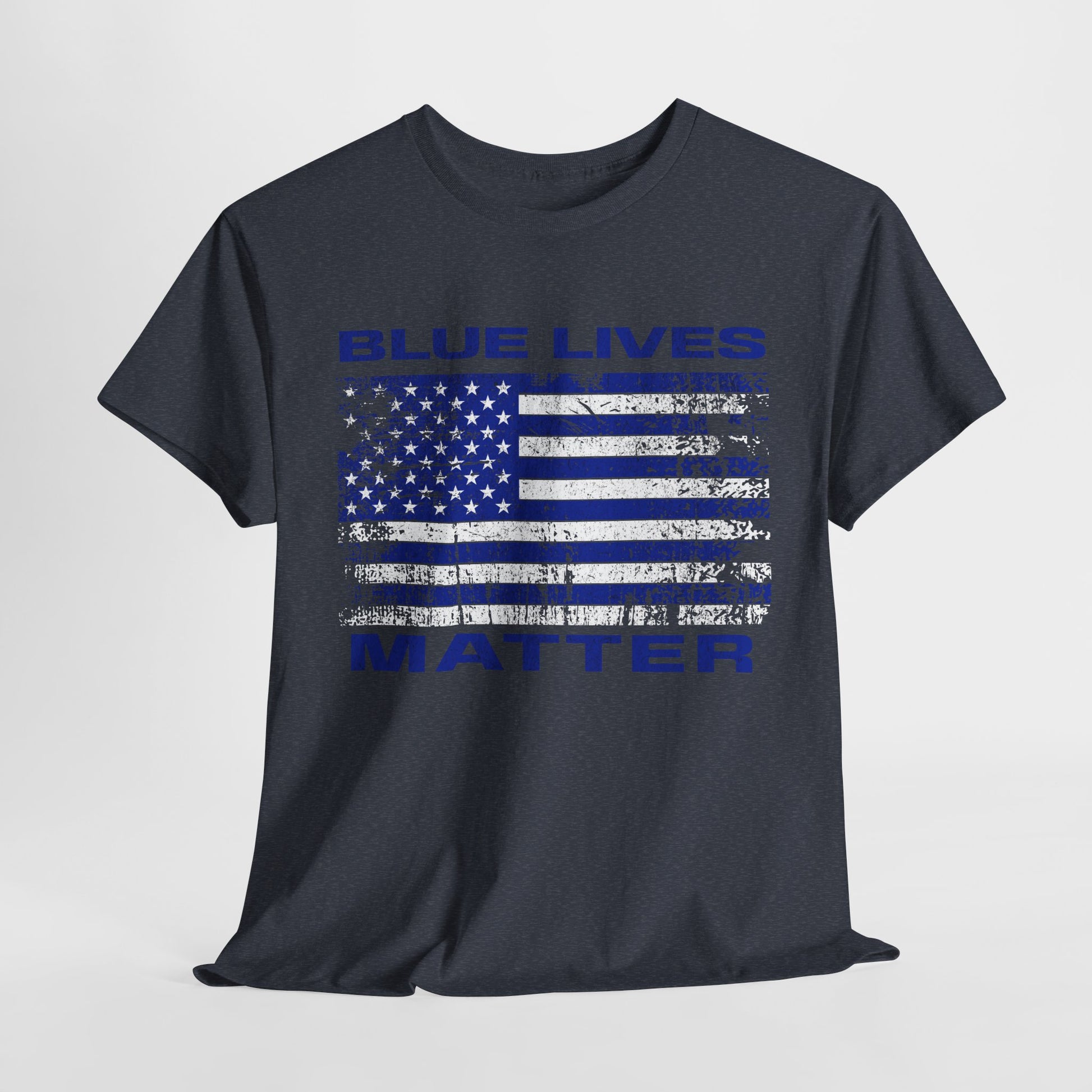 Lightweight Blue Lives Matter apparel with distressed flag design
