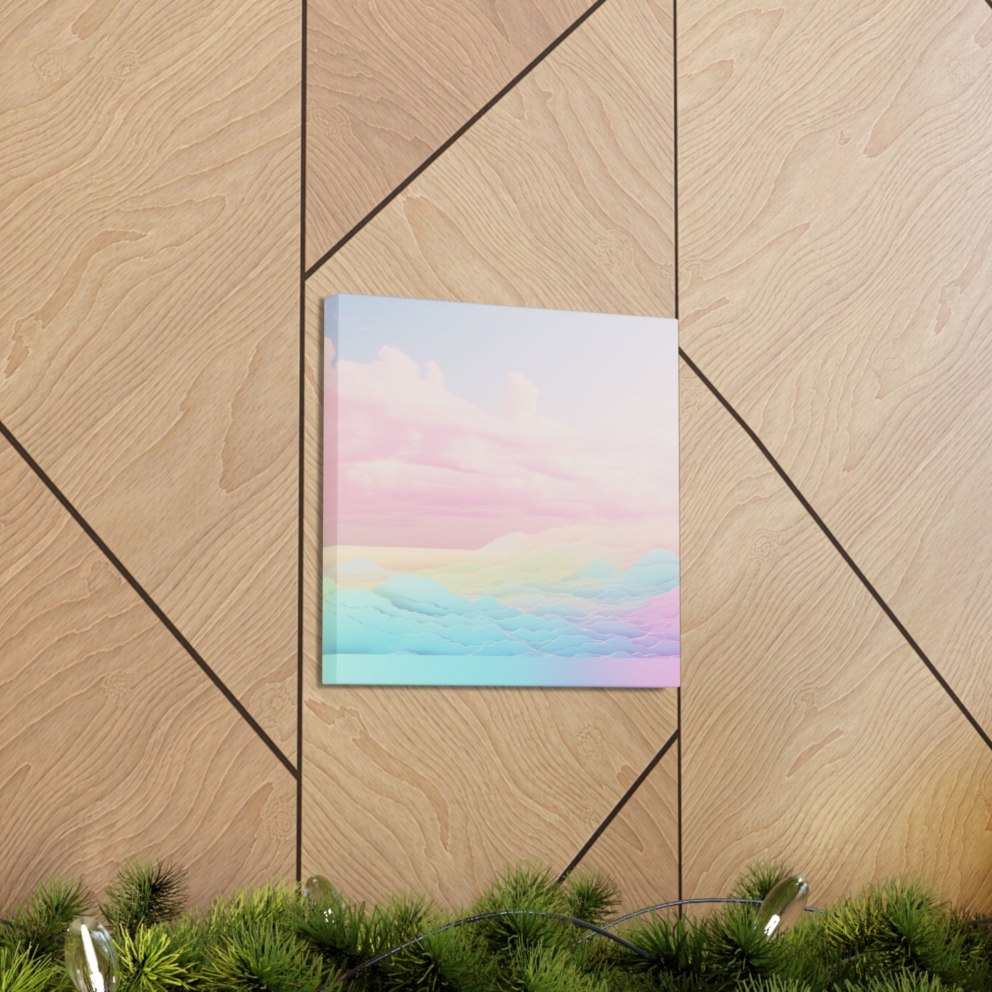 Calming watercolor rainbow cloud art
