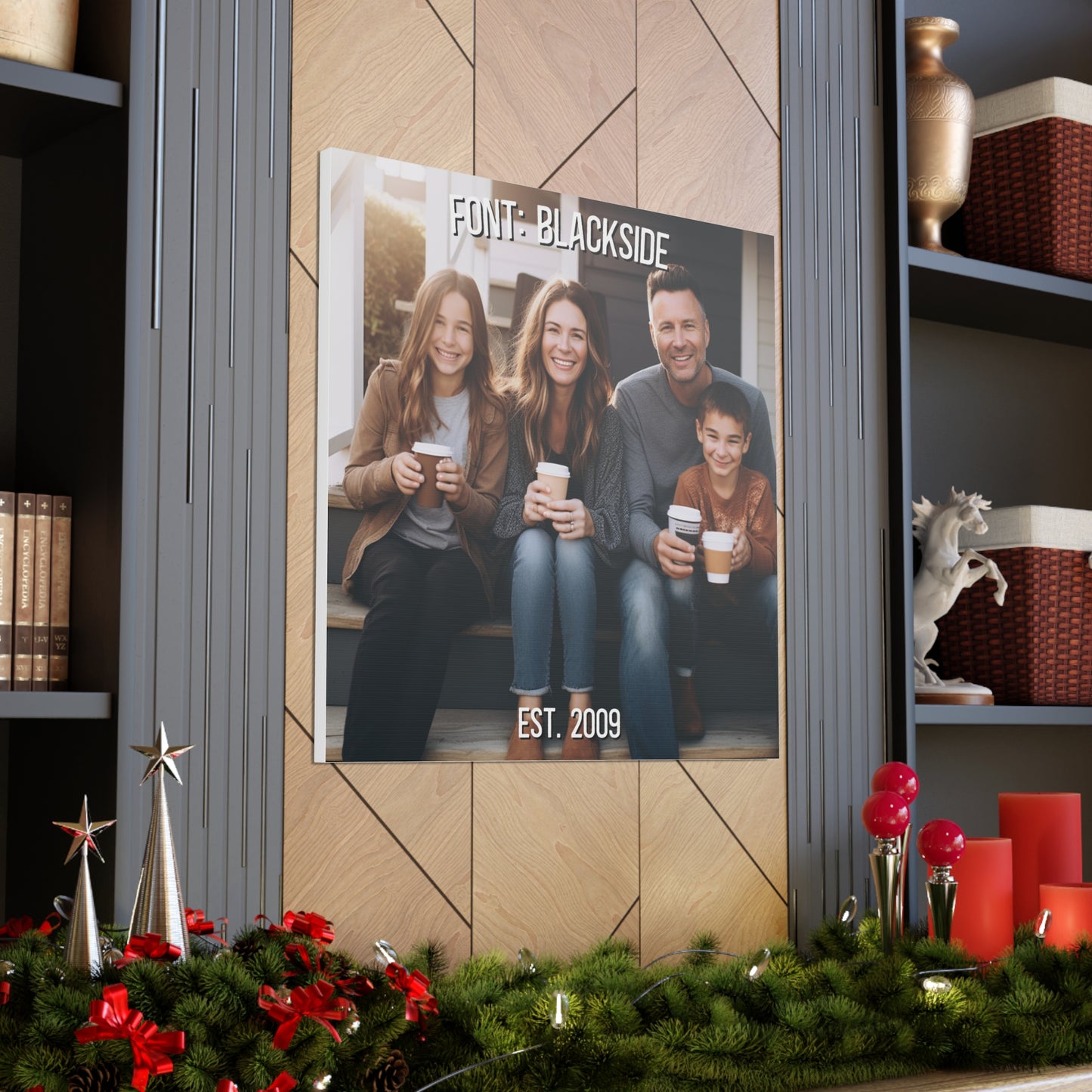 Personalized family canvas wall art with photo and text

