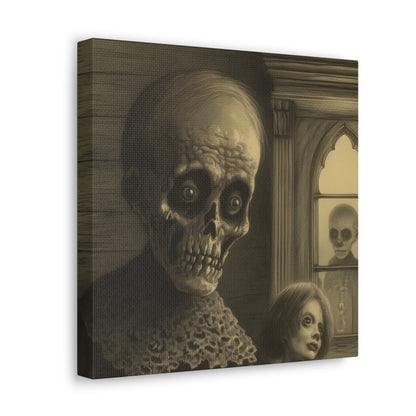 Sad and creepy alien canvas for macabre home decor
