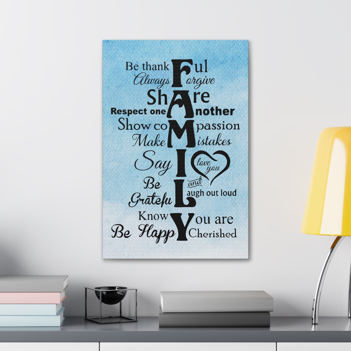 Calming and inspirational "FAMILY: Core Values" wall decor perfect for any indoor setting.
