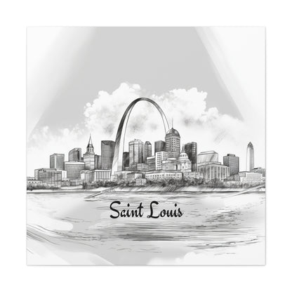 Monochrome Saint Louis skyline canvas for Missouri natives