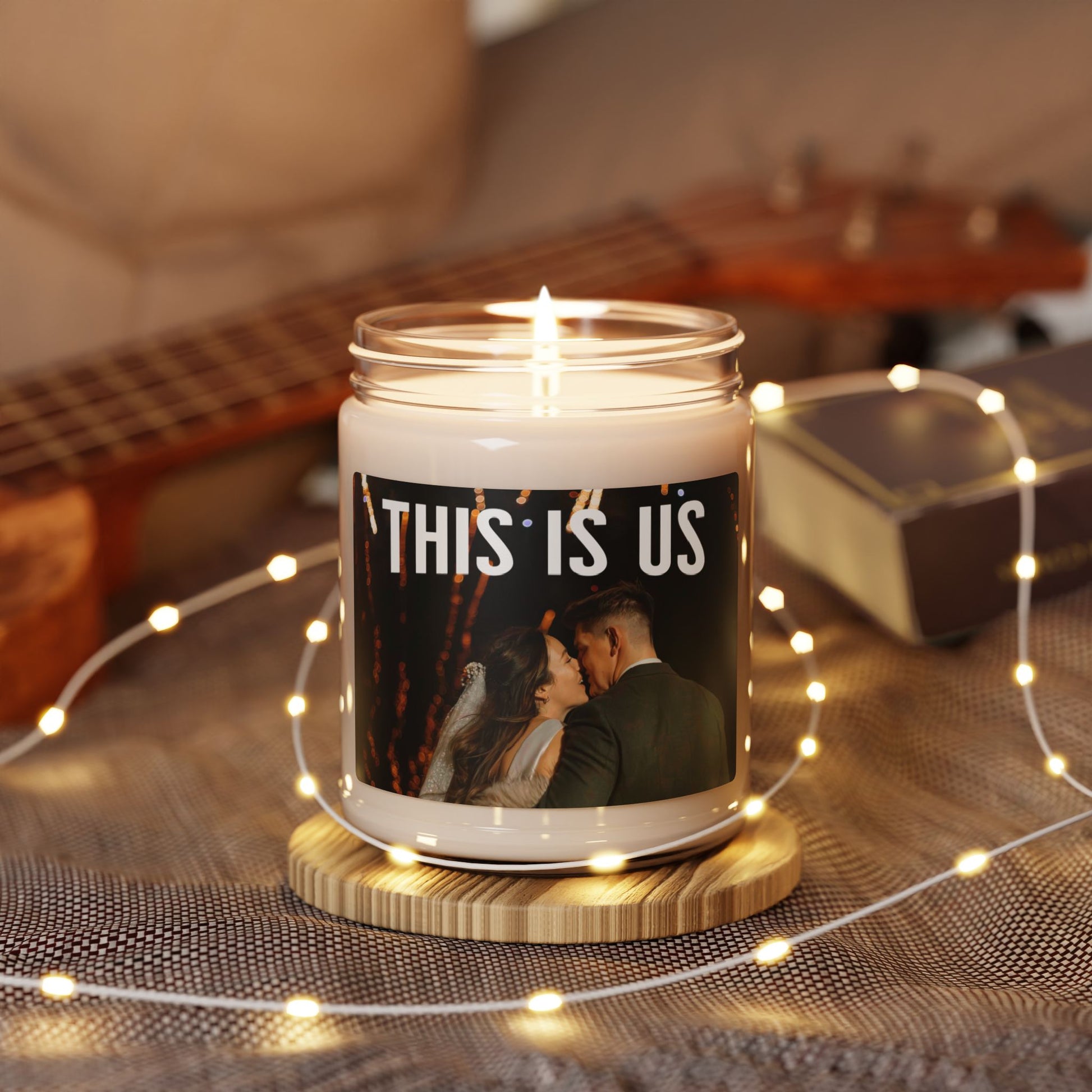Wedding gift custom candle with text and image
