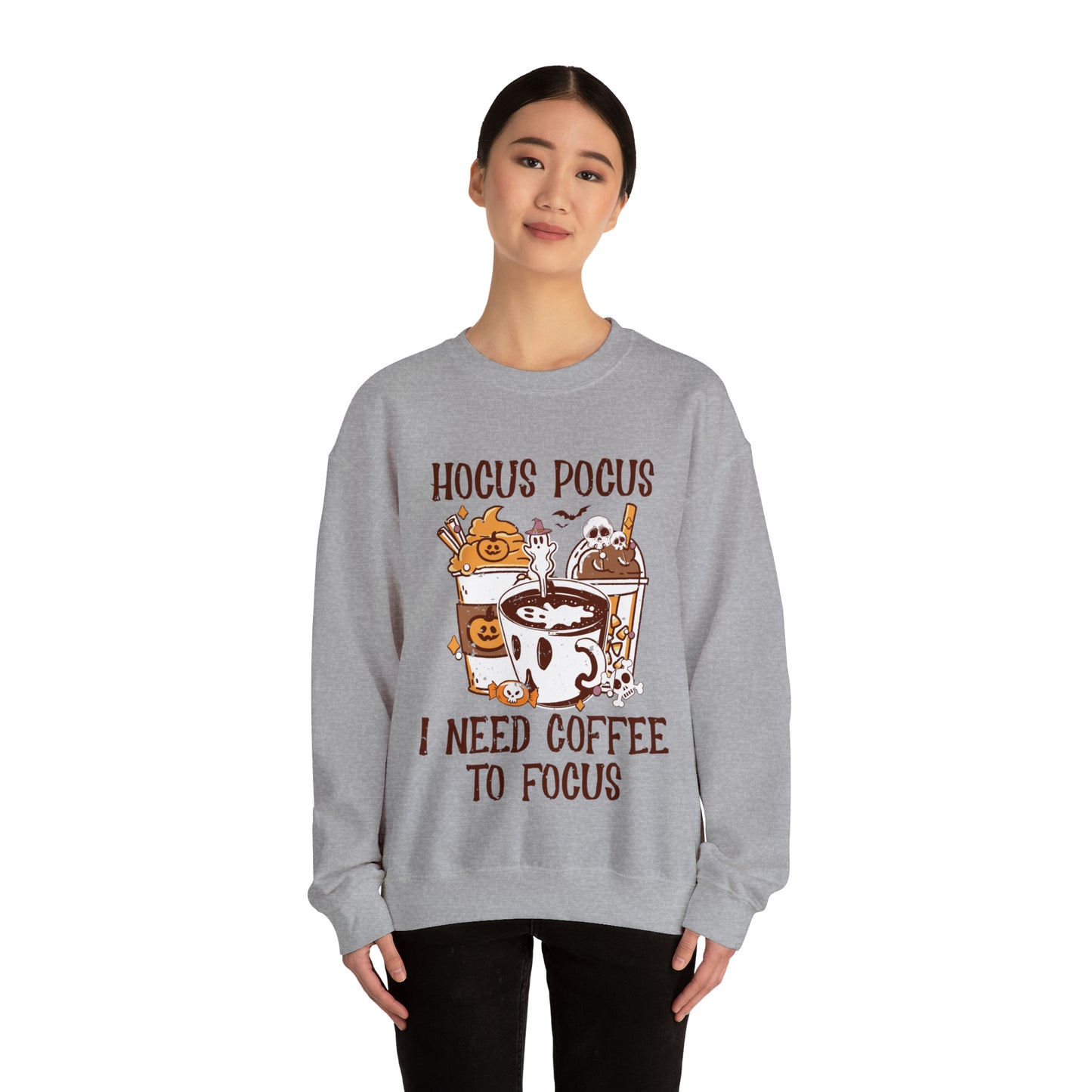 Loose fit sweatshirt with funny coffee and Hocus Pocus design
