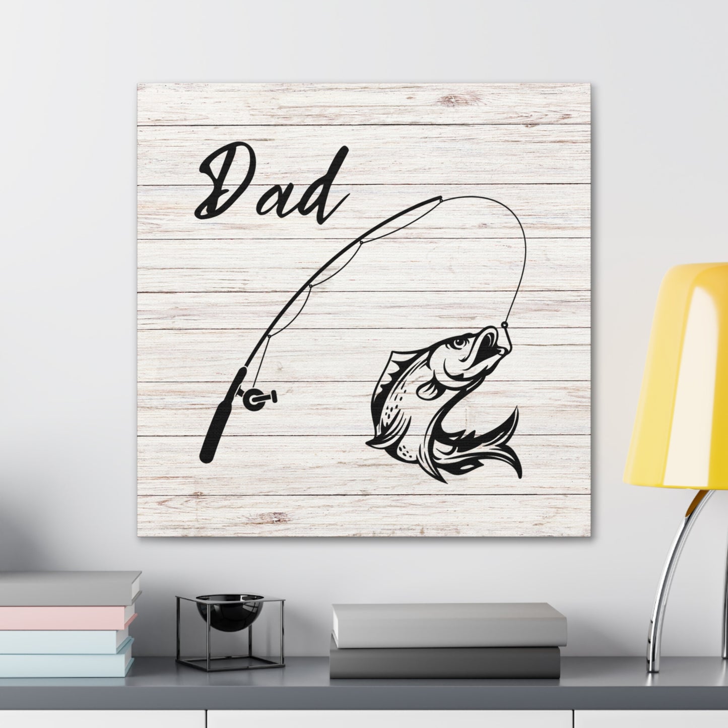 Fishing-themed wall art for Father’s Day – Dad with fishing graphic
