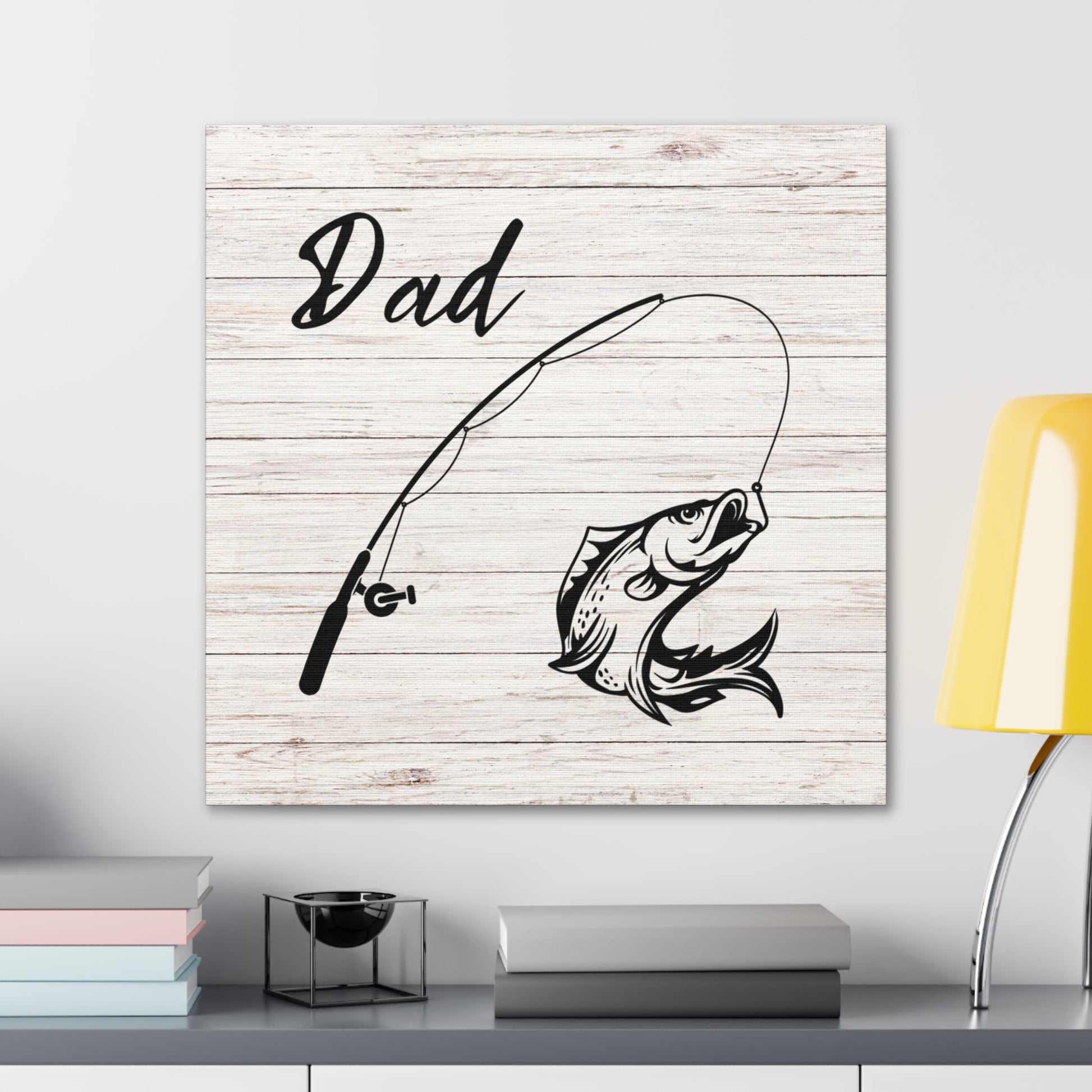 Fishing-themed wall art for Father’s Day – Dad with fishing graphic
