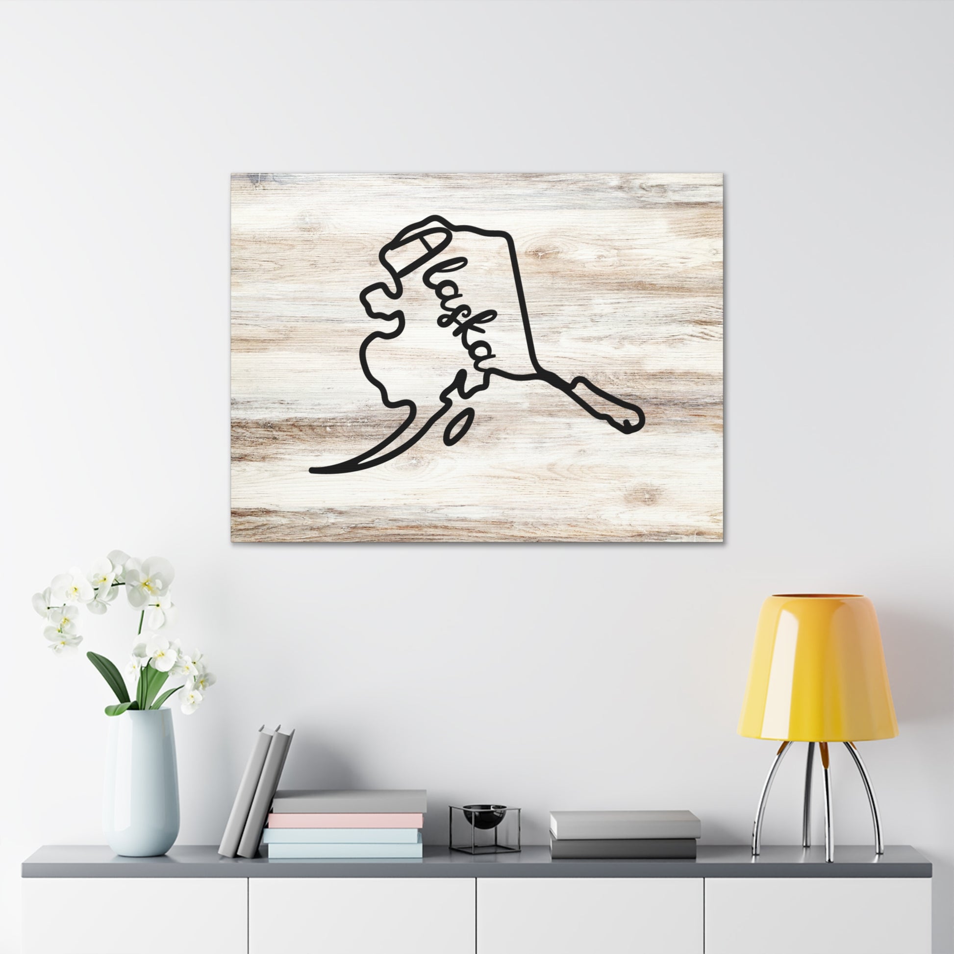 Alaska canvas art with state map outline
