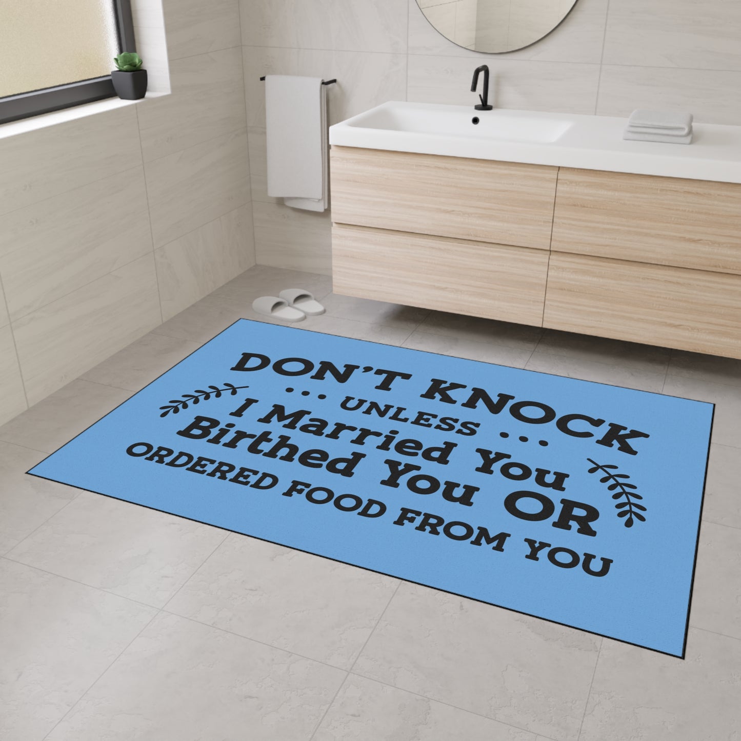 Black trimmed sarcastic doormat
