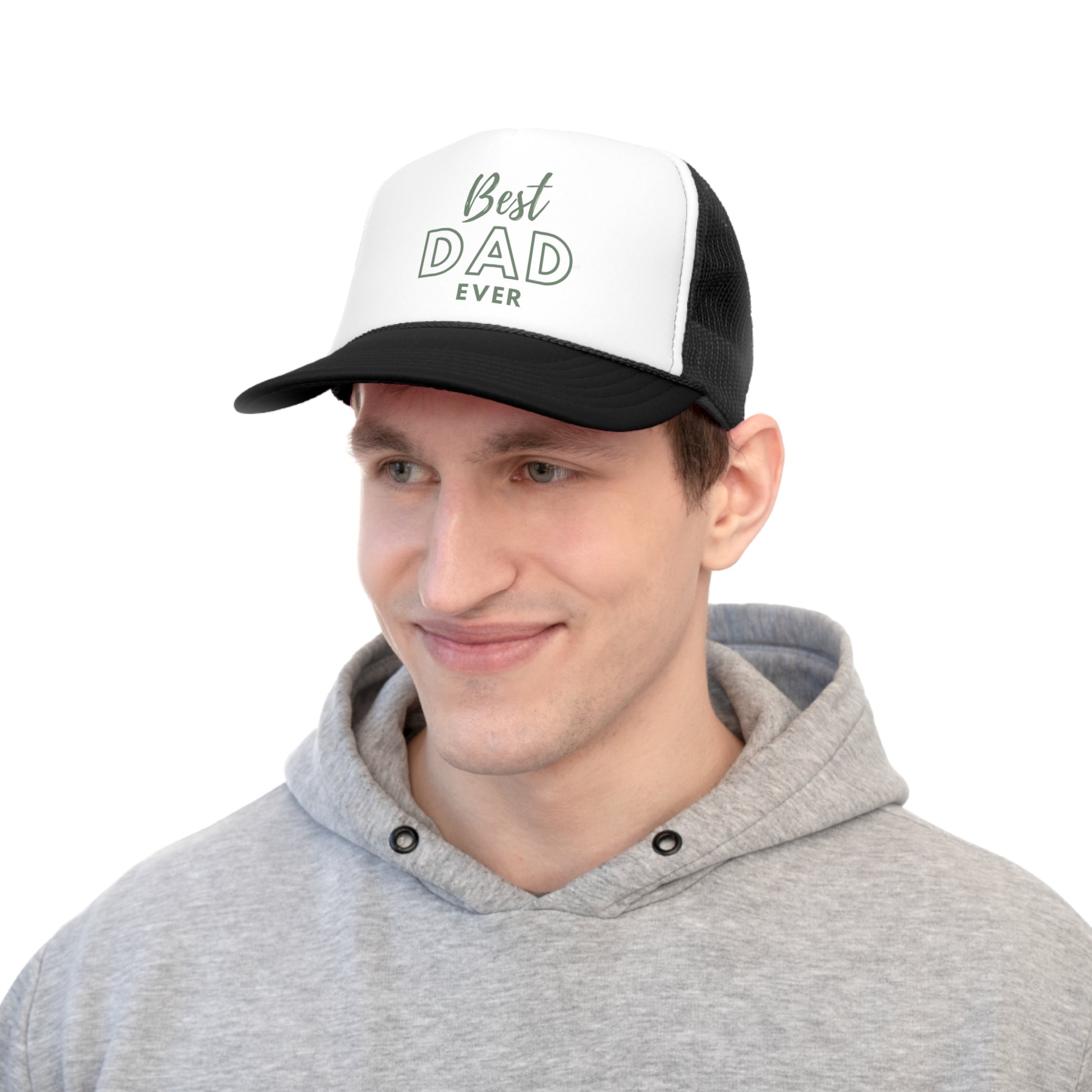 Adjustable Best Dad Ever cap with snapback closure.
