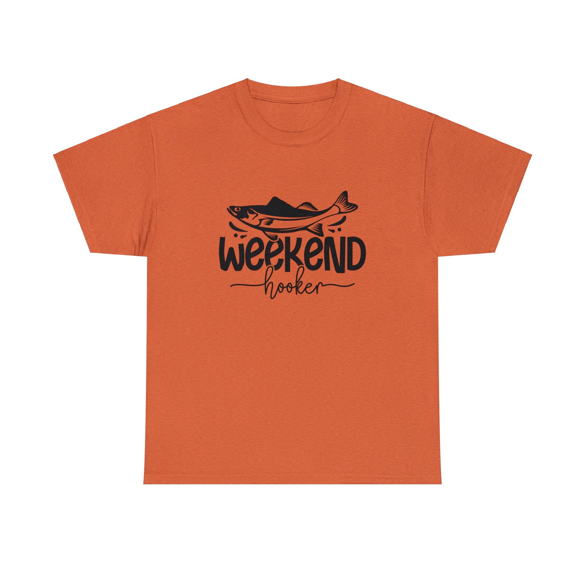 Hilarious Weekend Hooker fishing shirt with long fish illustration
