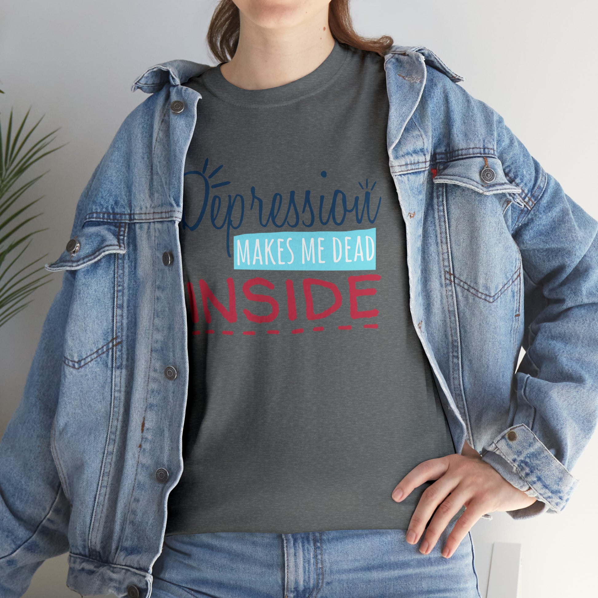 Black and white depression t-shirt with simple, impactful design
