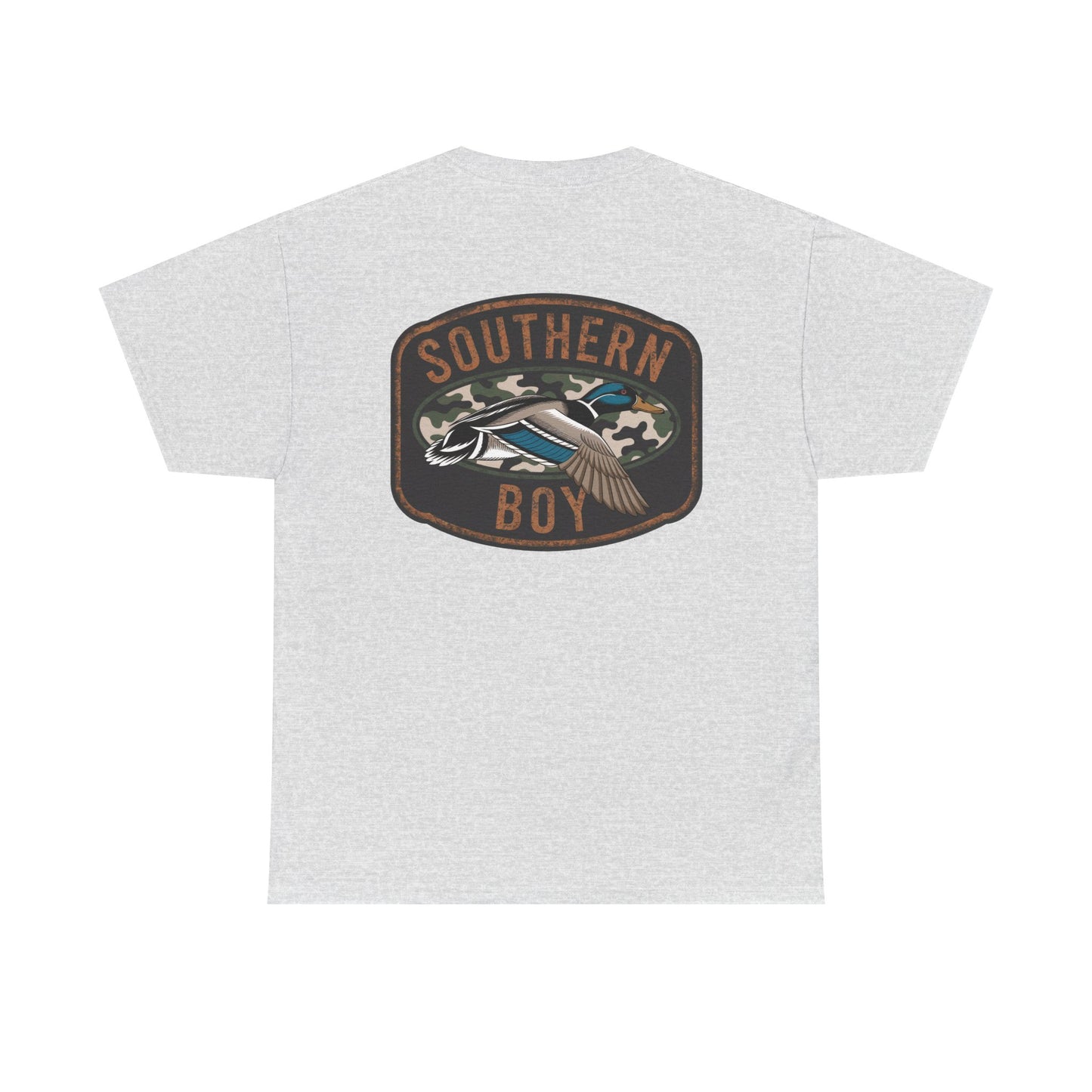 White t-shirt with 'Southern Boy' graphic on a white background