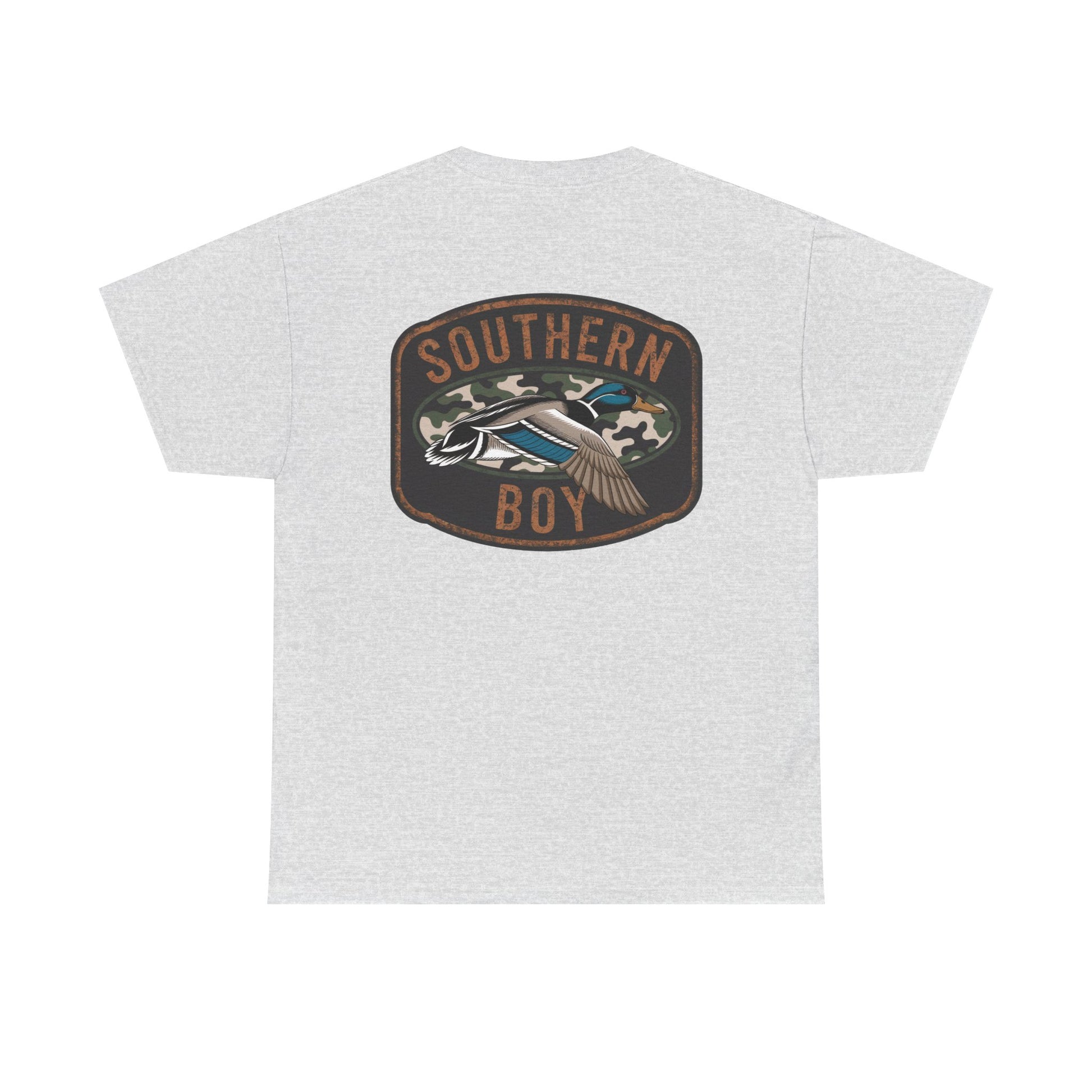 White t-shirt with 'Southern Boy' graphic on a white background