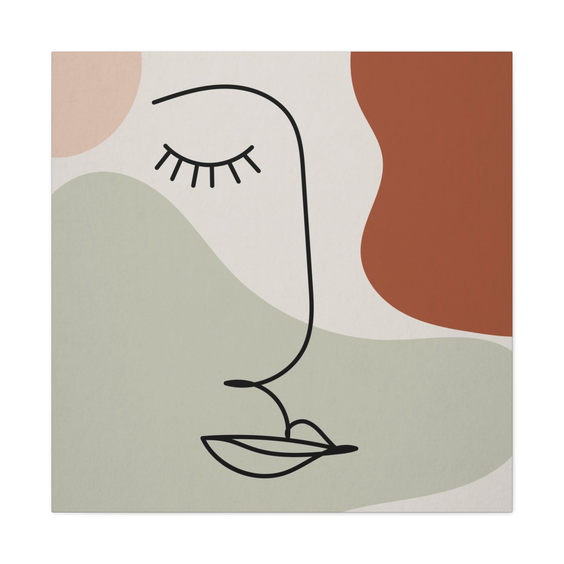 Abstract face made from lines on light-colored canvas
